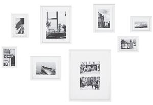 Set med 8 inramade foton Vit olika storlekar Modern dekor Kollage Beliani