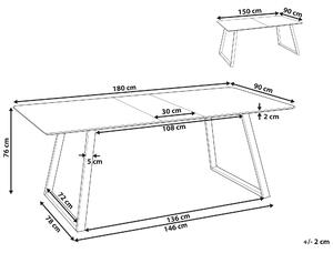 Utdragbart Matbord Svarta Metallben 150/180 x 90 cm Traditionell Mekanism Modern Design Beliani