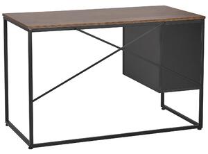 Skrivbord Svart med Mörk Trä Spånskiva Metall 60 x 118 cm Hemmakontor Beliani