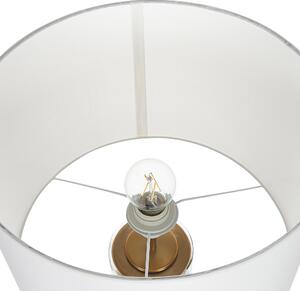 Bordslampa Guld/Transparent Glasbas med Vit Trumformad Tygskärm Beliani