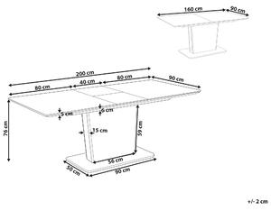 Utdragbart Matbord Vit Glasskiva MDF 160/200 x 90 cm Modern Design Rektangulär Beliani