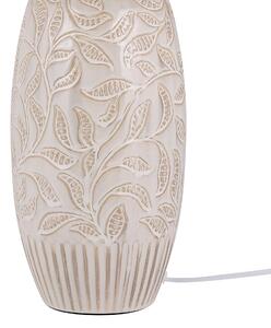 Nattlampa Bordslampa Beige Keramik 57 cm Lövmönster Trumskärm Traditionell Beliani