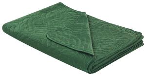 Överkast Grön Polyestertyg 140 x 210 cm Präglat mönster Dekorativt Sängkläder Klassisk design Sovrum Beliani