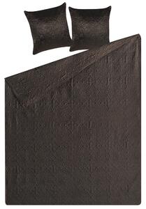 Sängöverkast och kuddar Brun Polyestertyg 160 x 220 cm Präglat mönster Dekorativa sängkläder Klassisk design Sovrum Beliani