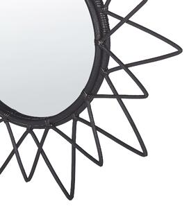 Väggspegel Svart Rotting Ram 61 cm Modern Solstråle Design Hängande Vardagsrum Dekoration Beliani