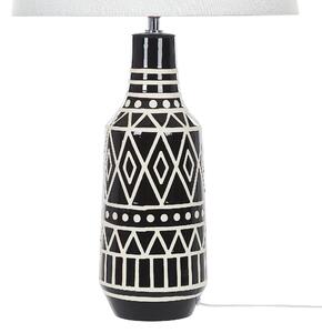 Bordslampa Svart Keramikbas 68 cm Vit Tygskärm Klassisk Nattlampa Beliani