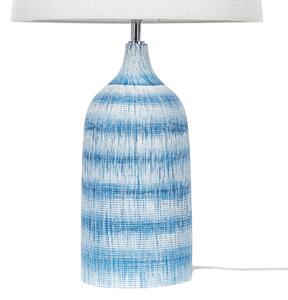 Bordslampa Blå Keramik Bas 66 cm Vit Tygskärm Klassisk Nattlampa Beliani