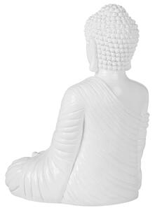 Dekorativ statyett Vit Polyresin 40 cm Buddhastaty Statyett Prydnad Blank finish Dekor Hemtillbehör Beliani