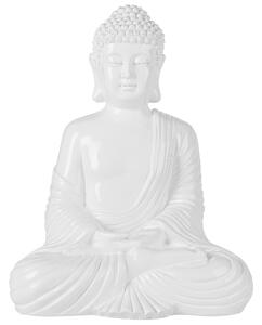 Dekorativ statyett Vit Polyresin 40 cm Buddhastaty Statyett Prydnad Blank finish Dekor Hemtillbehör Beliani