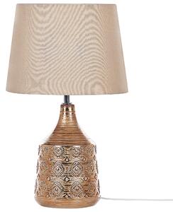 Bordslampa Guldbrun Keramik 47 cm Geometriskt Mönster Beige Empire Skärm Nattduksbord Vardagsrum Sovrum Belysning Retro stil Beliani