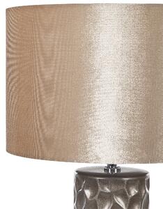 Bordslampa Guld Keramik 50 cm Geometriskt Mönster Trumskärm av Sammet Nattlampa Vardagsrum Sovrum Belysning Glamour stil Beliani