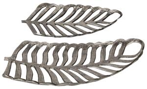 Prydnadsfat Set om 2 Silver Metall Smycken Ring Hållare Bricka Monstera Motiv Dekoration Beliani