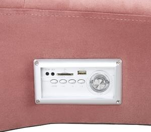 Schäslong Rosa Sammet Inbyggd Bluetooth-högtalare USB-laddare Modern Design Kurvad Vardagsrum Beliani