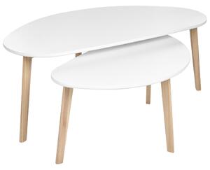 Set med 2 Soffbord Vit MDF-bordsskiva Tallben Oregelbundna Små Vardagsrumsmöbler Beliani