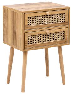 Sängbord Ljusbrun MDF-faner med Rotting Främre Låda med Wienerflätor Nattduksbord i Boho-stil Beliani