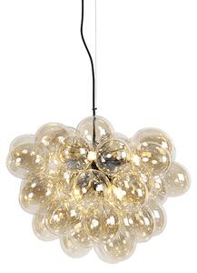 Art Deco hängande lampa svart med glas 8-ljus - Uvas
