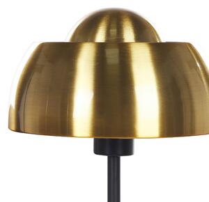 Golvlampa Guld med Svart Metall Rund Bas Kupolskärm Glamorös Upplyst Vardagsrum Belysning Beliani