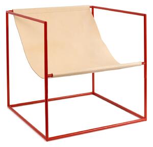 Valerie Objects - Solo seat red/leather - Matstolar - Muller Van Severen - Röd - Metall/Textilmaterial