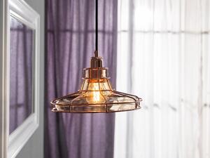 Hängande Lampa Kopparbur Glas Skärm Antik Vintage Stil Taklampa Beliani