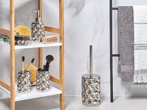Set med badrumstillbehör Silver Keramik Glam Tvåldispenser Toalettborste med hållare Beliani