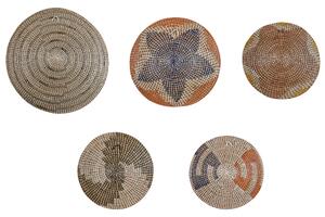 Set med 5 väggdekorationer Naturlig Sjögräs Dekorativa Hängande Tallrikar Afrikansk Stil Beliani