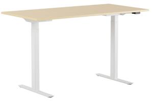 Höj och sänkbart skrivbord, 2-motorigt, vitt stativ, björk bordsskiva 120x60cm