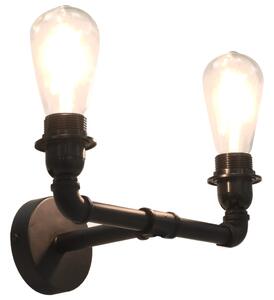 Vägglampa 2-vägs svart 2 x E27-lampor