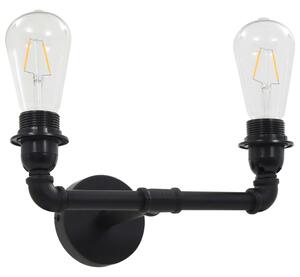 Vägglampa 2-vägs svart 2 x E27-lampor