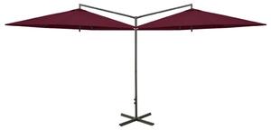 Dubbelt parasoll med stålstång vinröd 600 cm