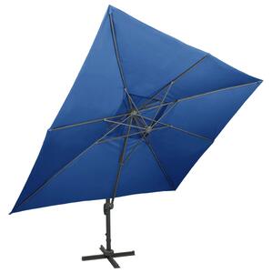 Frihängande parasoll med ventilation azurblå 400x300 cm