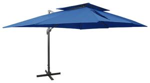 Frihängande parasoll med ventilation azurblå 400x300 cm