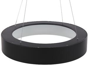 Hängande Lampa Svart Stål Integrerade LED-ljus Ring Rund Form Modern Glamorös Belysning Beliani