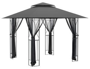 Paviljong med sidoväggar antracit 300x300x270 cm stål