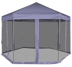 Pop-Up Partytält med 6 sidoväggar sexkantigt 3,6x3,1 m mörkblå