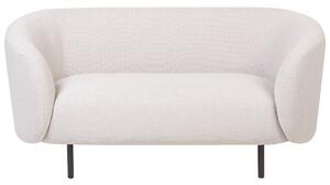 Soffa Beige Polyestertyg 2-sits Mjuk Nubby Svarta Ben Retro Glam Art Decor Style Beliani
