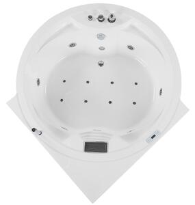 Hörnbubbelbadkar Akryl Vita Massagestrålar ⌀ 150 cm med LED Bluetooth-högtalare Beliani