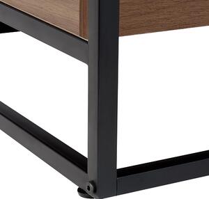 Soffbord Mörk Trä med Svart Glasskiva Metallram Förvaringsfunktion Rektangulär Modern Design Beliani