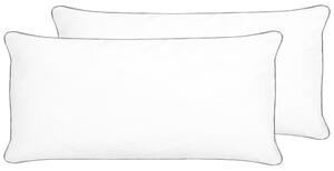 Kudde Vit 40 x 80 cm Japara-bomull Polyesterfyllning 2 st Låg Profil Rektangulär Maskintvättbar Sovrum Gästrum Beliani