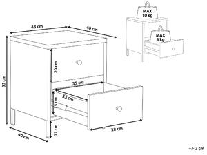Nattduksbord Blå Stål Industriell Design 2 Lådor Sovrum Förvaringsmöbler Beliani