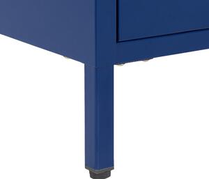 Nattduksbord Blå Stål Industriell Design 2 Lådor Sovrum Förvaringsmöbler Beliani