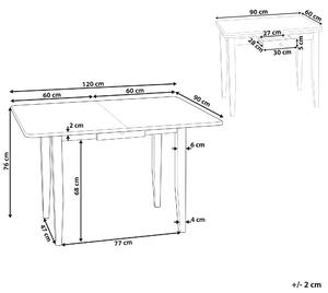 Matbord Mörkt Gummiträ 90/120 x 60 cm Utdragbart med låda Massivt trä Rektangulär Retro Design Beliani