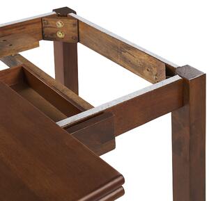Matbord Mörkt Gummiträ 90/120 x 60 cm Utdragbart med låda Massivt trä Rektangulär Retro Design Beliani