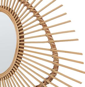 Vägg Hängande Spegel Hemdekor Bambu Trä Bildram Rustik Modern Design Vardagsrum Sovrum Möbler Beliani