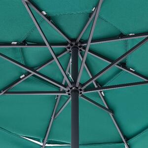 Trädgårdsparasoll Smaragdgrönt tyg Stålbalk 285 cm Modern Oktagonal Utomhus Parasoll UV-beständig Beliani
