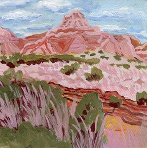 Illustration Pink mountain, Eleanor Baker, (40 x 40 cm)