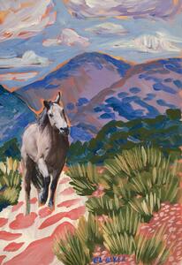 Illustration Horse exploring, Eleanor Baker, (26.7 x 40 cm)