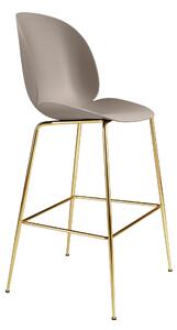 Gubi - Beetle Bar Chair Un-upholstered, Conic Base Brass, New Beige Shell, - Barstolar - GamFratesi - Beige - Metall/Plast