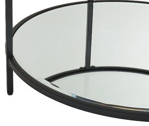 Soffbord Svart Härdat Glas Järn 70 cm med Speglad Hylla Modern Vardagsrum Möbler Beliani