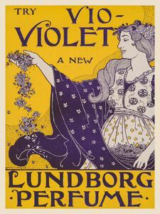 Konsttryck Try Vio-Violet, A New Lundborg Perfmue (Retro Perfume Ad in Purple & Yellow) - Lous Rhead, (30 x 40 cm)