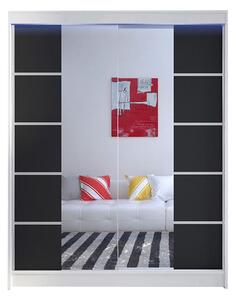 NORTHALLERTON Garderob med Spegel 150x200 cm Svart/Vit -